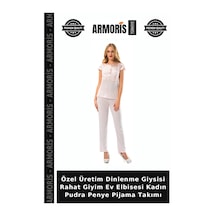 Armoris Özel Üretim Dinlenme Giysisi Rahat Giyim Ev Elbisesi Kadın Pudra Penye Pijama Takımı