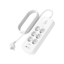 Belkin 6'lı Çoklu Priz, Yüksek Gerilim Korumalı, Duvara Montaj, 6 Priz, 2 M Güç Kablosu, Yeşil Işıklı Gösterge, Hızlı Şarj İçin Usb-c Ve Usb-a Bağlantısı 650 Jul Koruma