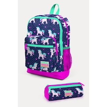 Coral High Kids Lacivert Pembe Unicorn Desenli 2'li Okul Çanta Seti - Kız Çocuk