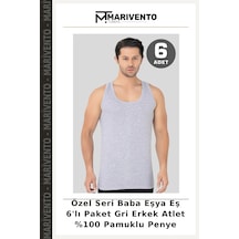 Marivento Özel Seri Baba Eşya Eş 6'lı Paket Gri Erkek Atlet %100 Pamuklu Penye