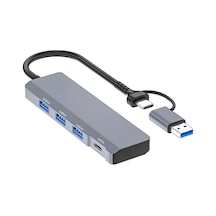 Ally Ads-309d 4 Portlu Usb+type-c Usb 3.0 Çoklayıcı Data Hub Adaptör- 5775 Füme
