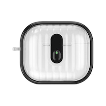Mobilteam Air-pods 4 Kılıf Kenarları Renkli Şeffaf Dilimli Silikon Airbag 40 Kılıf-siy Siyah