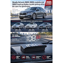 Skoda Octavia 2004-2026 Modeller İçin Obd2 Head Up Display Hayalet Gösterge Ekranı Ön Cam Hız Göstergesi