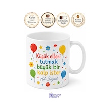 Anaokulu Öğretmenine Hediye Renkli Eğlenceli Kupa Bardak Özel Tasarım Beyaz / Çok Renkli