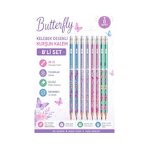 Kelebek Silgili Kurşun Kalem 8 Adet Faber Castell Yuvarlak Gövdeli Siyah Kurşun Kalem Yumuşak Yazım Kolay Tutuş Kaliteli Çok Renkli