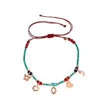 Taşlı Çok Figürlü Gümüş Makrome Şans Halhalı - H003101
