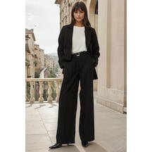 Hiccup Wide Leg Pileli Pantolon Siyah