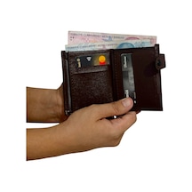 Premium Serisi Özel Üretim Lüks Deri Dikey Patlı Erkek Cüzdanı Kahverengi