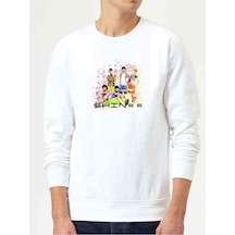 Kpop Shinee 2 Baskılı Beyaz Erkek Örme Sweatshirt