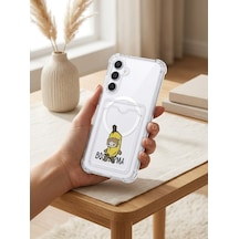 Samsung Galaxy A17 Boş Yapma Muz Detaylı Kart Bölmeli Şeffaf Telefon Kılıfı Mh-hs1414-7145