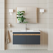 Roomart '' Lavabolu '' Atlantik-antrasit Mdf 100 Cm Banyo Dolabı Atlantik - Antrasit