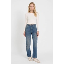 Defacto Mom Fit Yüksek Bel Bilek Boy Jean Yıkamalı Pantolon G6898ax25cwnm35 Mavi-nm35