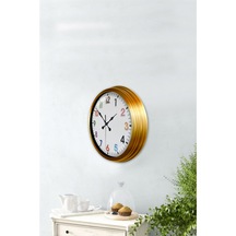 Altın Varaklı Salon Ofis Duvar Saati Alüminyum Çerçeve 40 Cm (515912115)