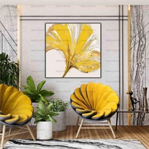 Soyut Sarı Çiçek Yaglı Boya Dokulu Tablo - 100 X 100