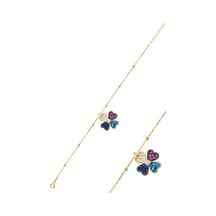 Gümüş Rose Zirkon Taşlı Mineli Yonca Top Top Bileklik