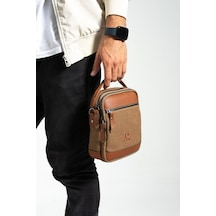 Baginn Erkek Omuz Çantası Elde Tutma 23 14 Cm Çapraz Askılı Postacı Çantası Mega Çanta Kanvas Kumaş Camel