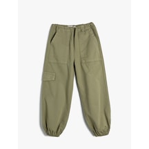 Koton Paraşüt Pantolon Pamuklu Beli Lastikli Cepli - Parachute Jean Haki 4wkg40045aw Haki