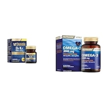 D3k2 120 Tablet - 1000 Iu D3 Vitamini, 25 Mcg K2 Vitamini + Nutraxin Vitals Omega-3 2000 Mg Epa + Dha Balık Yağı İçeren Takviye Edici Gıda, 60 Kapsül