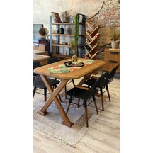 Ntconcept Arden Doğal Ahşap Sandalyeli Masa Takımı 85cm-185cm+6