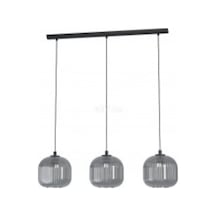 Mylights Rustik Füme Avize Masa Üstü Sıralı Sakıt Avize 60 Cm Kasa 20 Cm Cam Opal