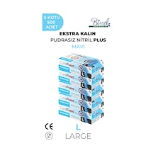 Ekstra Kalın Nitril Mavi Plus Muayene Eldiveni L - 5 Paket 100'lü