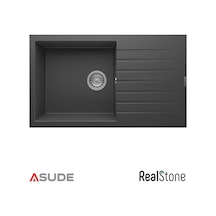 Realstone P014 Laodikya Damlalıklı Granit Evye 860 500mm Antrasit