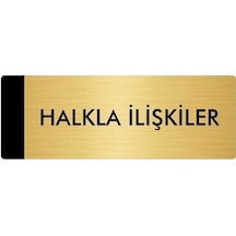 Metal Yönlendirme Levhası, Departman Kapı Isimliği Halkla İlişkiler 7x20 Cm Altın Renk