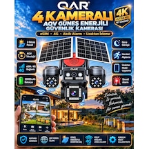 4 Lensli Güneş Enerjili Akıllı Güvenlik Kamerası 4g Sım Kartlı Yapay Zeka Destekli Uzaktan İzleme Dış Mekan Kamerası 24 Saat Kayıt