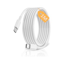Type C-c, Örgülü Ve Güçlendirilmiş Boyun, 1metre, 60watt Hızlı Şarj Kablosu 1ad X 1metre Beyaz