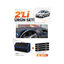 E-biz Renault Clio Symbol Airbagsiz 2002-2008 Uyumlu Torpido + Deri Çanta - Siyah-mavi - Re011
