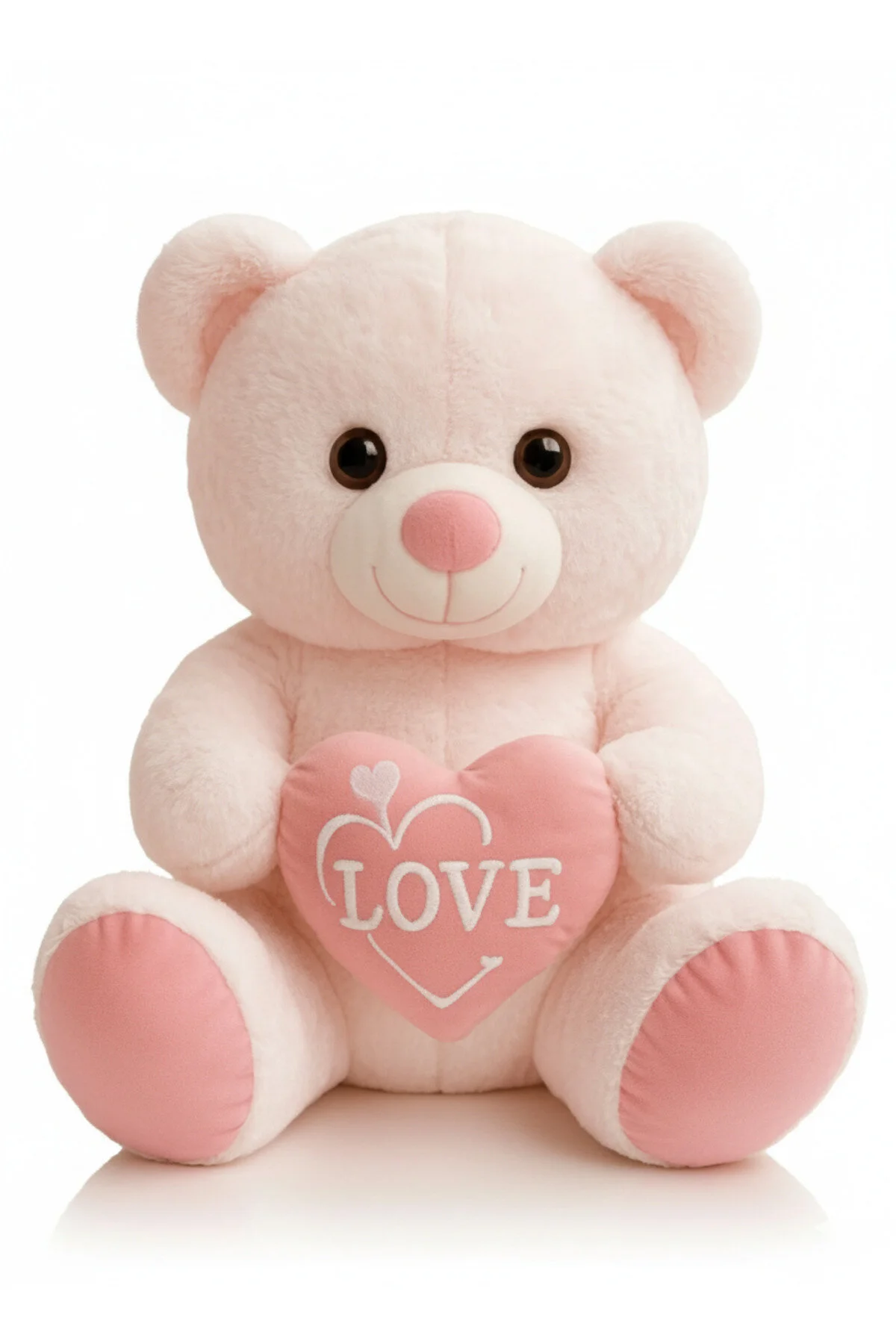 Ayıcık Kalpli Peluş Oyuncak 55 Cm - Sevimli & Yumuşak Açık Pembe