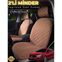 Honda City Uyumlu 2'li Süet Oto Koltuk Minderi Universal Hızlı Montaj Su Geçirmez A5 Kahverengi