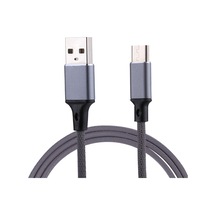 1m 2a Çıkış Usb To Usb-c / Type-c Nylon Dokulu Biçim Veri Senkronizasyon Şarj Kablosu Gri