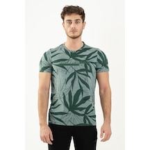 Maraton Sportswear Regular Erkek Bisiklet Yaka Kısa Kol Beach Haki T-Shirt 20603-Haki