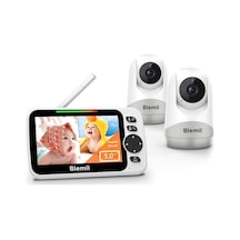 Blemil Bölünmüş Ekranlı Bebek Monitörü Çift Kamera Destekli Ses Özellikli 5 İnç Pan/tilt/zoom Gece
