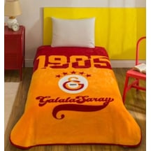 Taç Taraftar Lisanslı Tek Kişilik Battaniye 160x220 -galatasaray Şampiyon Sarı - Kırmızı