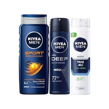 Men Erkek Duş Jeli Sport 500ml, Hassas Tıraş Jeli 200ml Ve Deep Dimension Sprey Deodorant 150ml Diğer