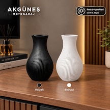 10 Cm Dekoratif Plastik Vazo Modern Kabartmalı Çizgili Mini Çiçeklik, Siyah Ve Beyaz Renk Seçenekleri
