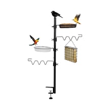 Asılı Kuş Yemi Dispenseri Ve Kuş Suluğu 92 Cm Yüksekliğinde, 2'si 1 Arada Metal Balkon Askısı, Kuş Suluğu