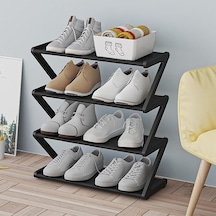 Beyaz 4 Katlı Paslanmaz Çelik Ayakkabılık Düzenleyici, Çelik Borulu Bağımsız Aya Dolabı Çok Fonksiyonlu Giriş Ayakkabılık 56797921 Beyaz
