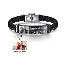 Kişiye Özel Resim Baskılı 2 Satır İsim Yazılı Çelik Bileklik Sevgiliye Hediye Scb14g Siyah