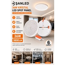 36w Kristal Beyaz Işık Led Spot Panel 3800 Lümen 2-22 Cm Ayarlanabilir Çaplı Tavan Aydınlatma 6 Adet