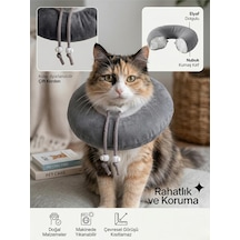 Elizabeth Yakalık Yumuşak Ayarlanabilir Kedi Köpek Koruyucu Boyunluk, Gri, L Beden