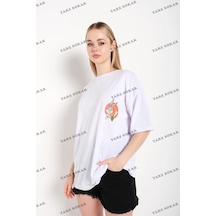 Tarzsokak Bugs Bunny Baskılı Beyaz Oversize Beyaz