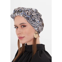 Hürrem Bone Taş Pratik Hazır Geçmeli Tesettür Bone Kesik Elyaf Retro Desenli 2409 46 Taş