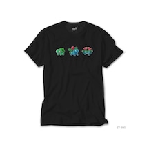 Pokemon Balbasaur Evolation Siyah Tişört Siyah