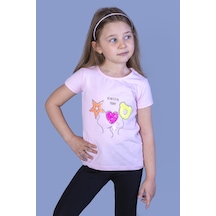 Toontoy Kids Toontoy Kız Çocuk Beautıful Today Baskılı Pul İşlemeli Tişört Pembe