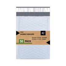 Poly Bubble Mailers 20 5 X 30 5 Cm Dolgulu Zarf Postası Su Geçirmez 50'li Paket Pbm8512-50 Beyaz