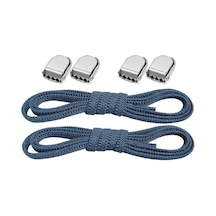 Akıllı Kilitli Ayarlanabilir Lacivert 6 Mm Lastik Pratik Bağcık 1 Çift Lacivert