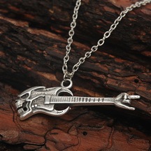 Metalci Kuru Kafalı Gitar Erkek Kolye Takı Aksesuar K24 T5